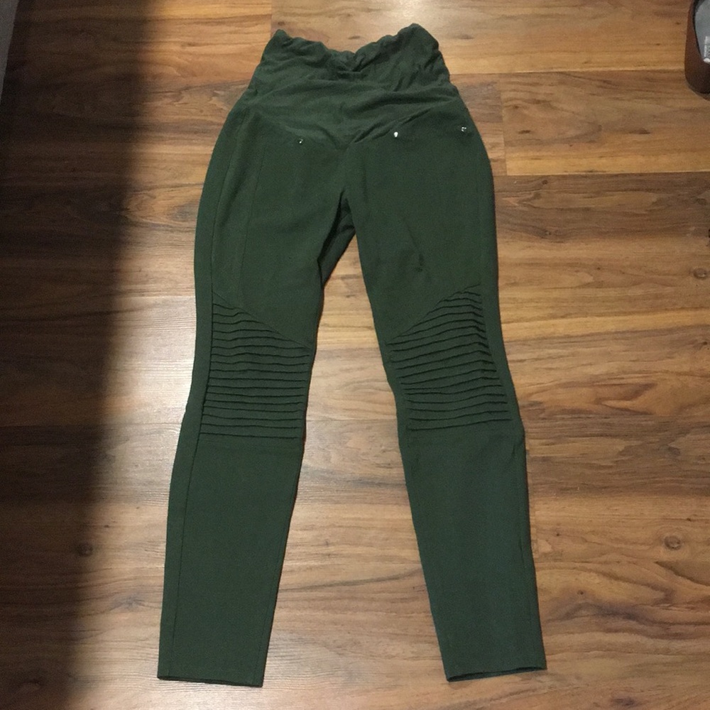Noir Motorcycle Maternity Leggings - Army Green